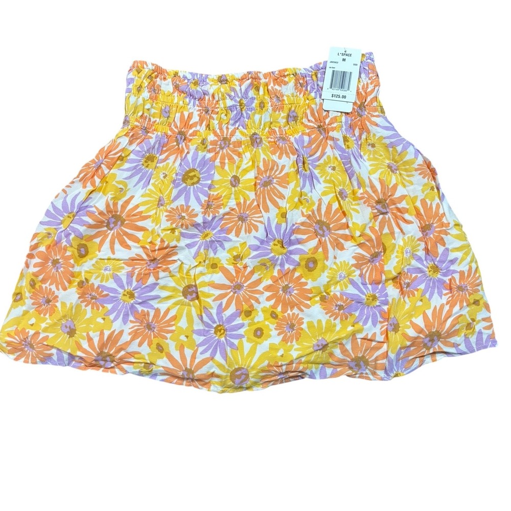L*Space Jax Skirt‎ Floral Smocked Waist Mini Beach Cover Up Size Medium NWT